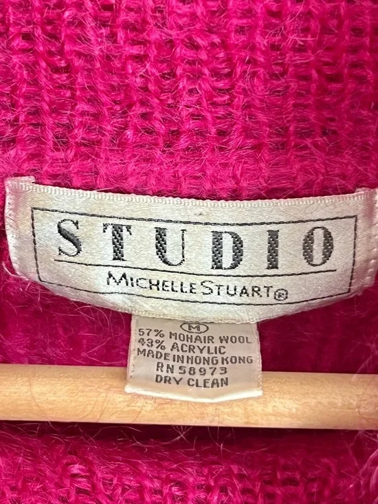 Vintage STUDIO Michele Stuart Mohair Sweater | Hot Pink | Oversized Cozy Knit - Picture 9 of 9